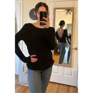 Black Backless Long Sleeve Knit Top